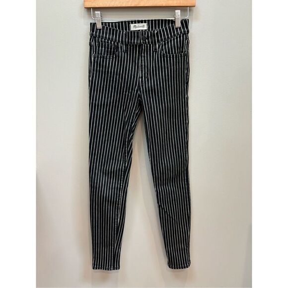 Madewell Denim - Madewell 24 9” high riser skinny skinny black vertical striped cotton polyester